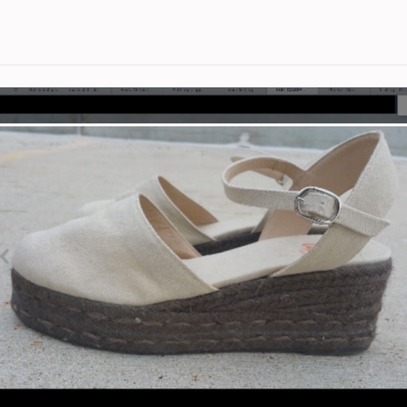 Castaner Shoes - SOLD CASTANER Khaki Nude Canvas Platform Sz 7 38